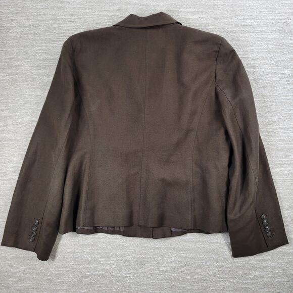 Ann Taylor Linen Jacket Womens 14 Brown Lightweight Office Career Blazer - Picture 3 of 13